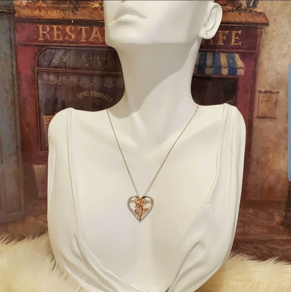 NEW S925 Winter Rose Heart Necklace - Picture 8 of 8